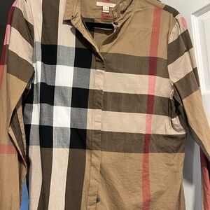 Burberry Tan and Black Checkered Men's Shirt